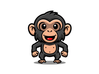 Obraz premium A Friendly Cartoon Monkey Stands Upright With Hands Resting On Its Hips Radiating A Playful And Cheerful Vibe Through Its Bright Eyes And Gentle Smile In A Clean Vector Style Illustration