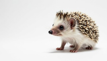 Naklejka premium A tiny hedgehog stands alone on a pure white background , wildlife, prickly, nature