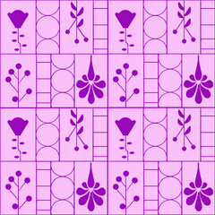 Seamless Pattern of Geometric Floral Shapes in Colorfull Design