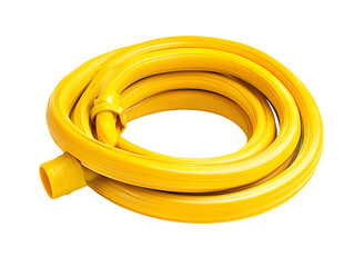 Fototapeta premium Bright Yellow Garden Hose Coiled on Transparent Background, PNG