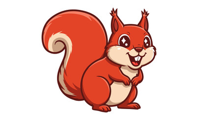 This Cheerful Cartoon Squirrel Rendered As A Vector Illustration Warmly Smiles Exuding Happiness With Its Bright Inviting Eyes And Fluffy Tail Against A Clean White Background It Invites Joy