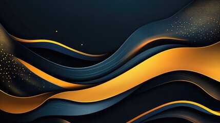 Abstract golden wavy background ,abstract background with smooth lines in blue, orange and yellow colors