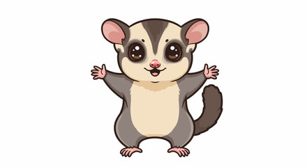Adorable Cartoon Sugar Glider With Open Arms And A Cheerful Expression Presented In A Clean Vector Style On A White Backdrop Conveying A Sense Of Welcome And Friendly Innocence