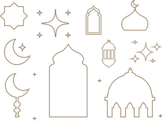 Simple ramadan icon set. Ramadan icon collection vector silhouette design. isolated white background.