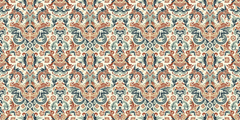 Dragon Farblic seamless pattern with abstract pattern