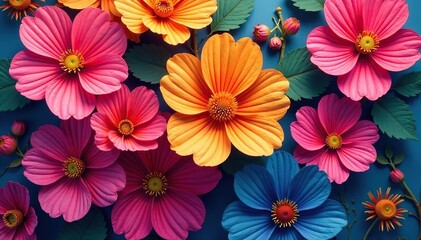 Dense, stylized blossoms forming geometric shapes, geometric, repeating design
