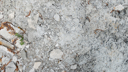 Above view of used of cement and brick. Cement floors that have been piled up and left behind.