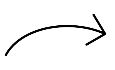 手書きのカーブ右向き矢印
