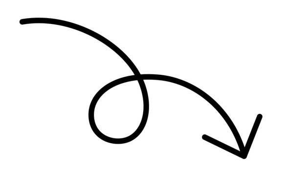 手書きのくるりん矢印 右下向き