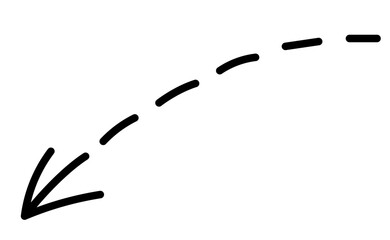 手書きの点線矢印　左下