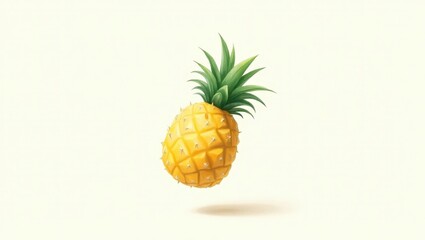 Vibrant Yellow Pineapple Fruit Digital Illustration Tropical Summer Design Element
