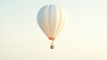 Naklejka premium Serene White Hot Air Balloon Ascending in a Clear Sky Travel and Adventure Concept