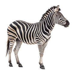 Zebra Profile in Full View: Captivating full-body view of a majestic zebra, showcasing its iconic black and white stripes.