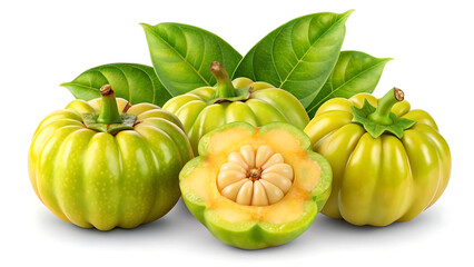 Fresh garcinia atroviridis fruit isolated on transparent white background