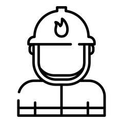 Firefighter, fireman black line icon