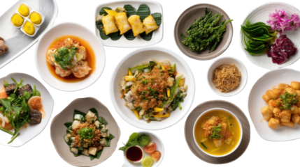 Indonesian Food Feast: A symphony of textures and flavors, a delectable spread of Indonesian dishes artfully arranged for a culinary experience.