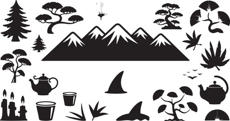 set of vector icons of nature
