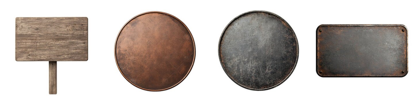 Rustic wood and metal backgrounds and signs
