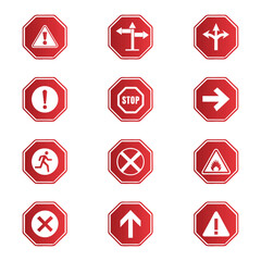 Warning and directional sign icons