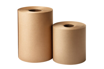 Brown paper rolls isolated on transparent png background