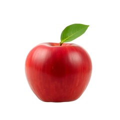 Red apple with leaf, isolated on transparent background, high detail, stock image for healthy food themes”