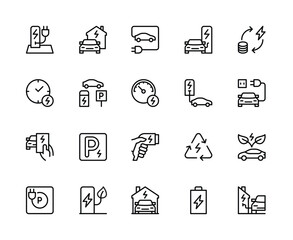 Electric car icons illustrating green mobility