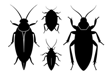 set of Cockroach silhouette vector illustration