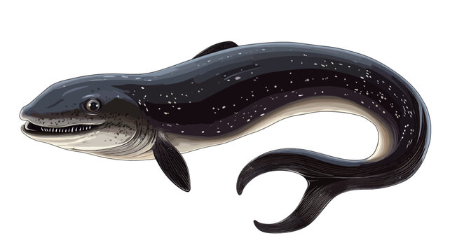 Detailed digital illustration of a Dunkleosteus. Showing its characteristic dark mottled coloration, sturdy body structure, and great strength.