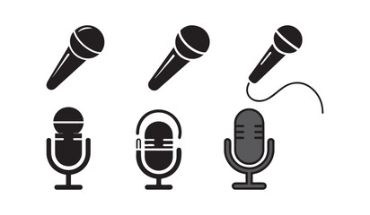 Microphone Icons set. vector illustration.