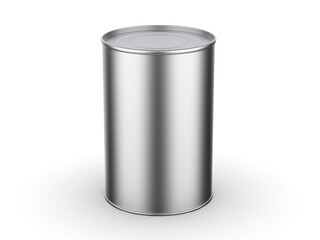 Metallic tin canned food mockup, blank sealed food can template for branding and mock up, 3d illustration 