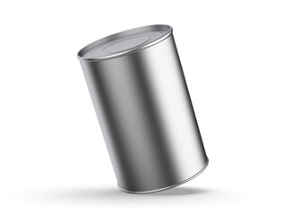 Metallic tin canned food mockup, blank sealed food can template for branding and mock up, 3d illustration 