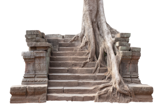 Ruined Stone Steps isolated on transparent png background