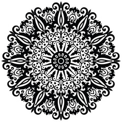Abstract mandala pattern, round frame. Floral henna or mehndi style mandala design. Decorative pattern in oriental style.  