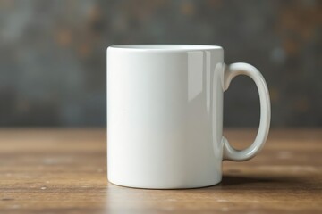 Obraz premium Classic white ceramic mug, handle detail visible , home, cup, image