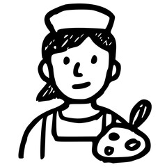 Hand-drawn Chef with a Palette
