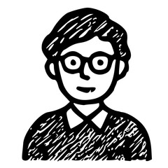 Hand-Drawn Portrait of a Person with Glasses