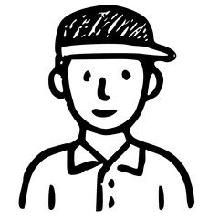 Hand-Drawn Illustration of a Man with Cap