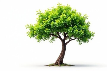 Obraz premium Single, young tree isolated on pure white backdrop , spring, minimalist, picture