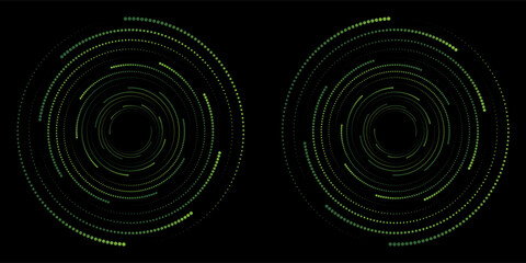 et of black thick halftone dotted speed lines. Speed lines in circle form. Geometric art. Design element for frame, logo, tattoo, web pages, prints, posters, template, abstract vector background.