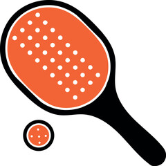 Orange and Black Pickleball Paddle and Ball Icon