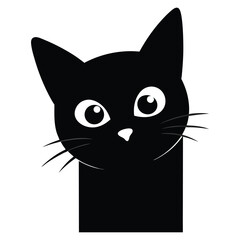 black silhouette of peeking cat.