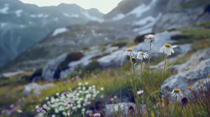 Serene alpine wildflowers mountain meadow peaceful nature photography