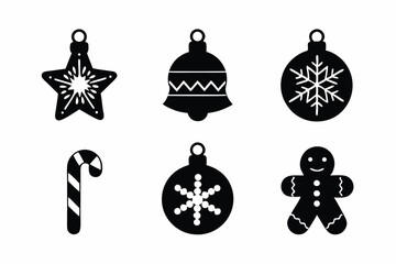 Fototapeta premium set of Christmas Ornament icon silhouette vector illustration