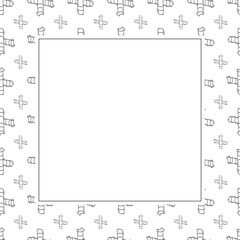 Naklejka premium Food frame. doodle fast food square frame. hand drawn food and beverage frame background. food background