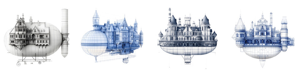 Obraz premium Blueprints for Fantastical Architectural Designs