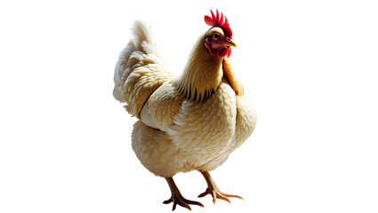 White rooster, Chicken, a domestic fowl isolated on alpha channel
