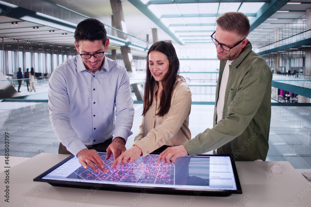 Poster Hispanic Engineer Uses Computer To Analyze Big Data
