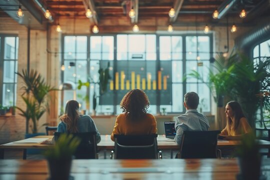 Bright office setting capturing an advanced digital customer retention strategy workshop where experts blend interactive tech and loyalty insights for sustainable growth Retention digital strategic