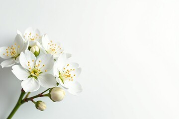 Obraz premium Delicate white flower blossoms against pure white backdrop, petal, natural, image