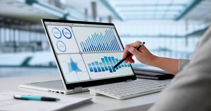 Female Data Analyst Analyzing Financial Market Trends